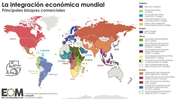 Mapa bloques comerciales mundo